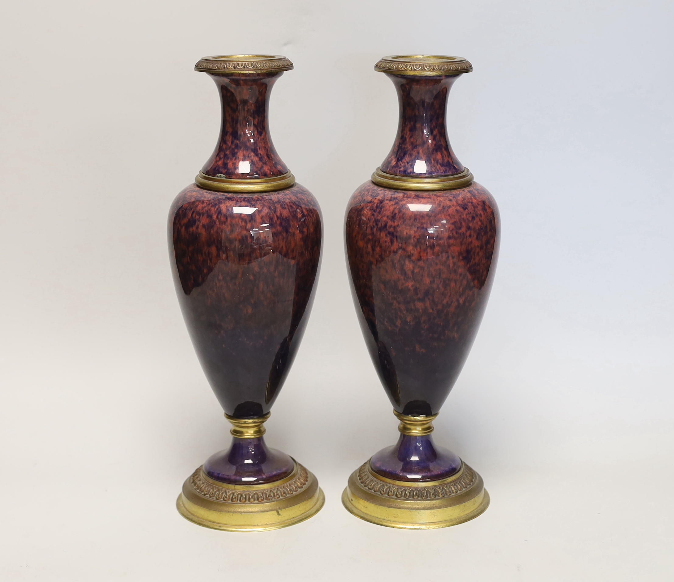A pair of Paul Milet, Sevres ormolu mounted vases, 30cm high